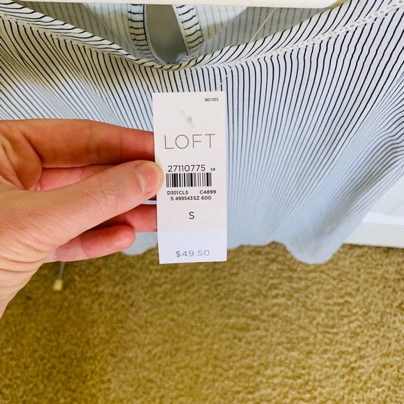 LOFT STRIPED PERFORATED LACY MIXED MEDIA TOP - Picture 4 of 4